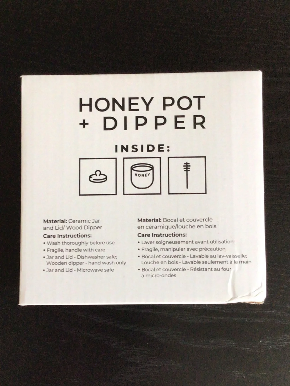 White Ceramic Honey Pot with Wooden Dipper - Classic Kitchen Accessory